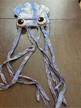 Shiny Jellyfish Hat with Tentacles - Bluish Purple